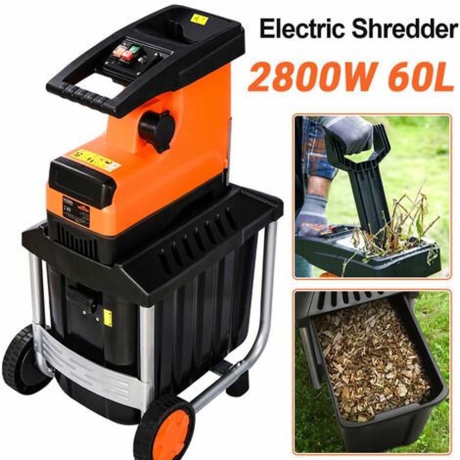 Topshak Ws2 Elektrischer Gartenhacksler 2800W Holzhacksler 45Mm Max. Schnittdurchmesser 60L Pflanzenzweig Hacksler Mit Radern Best