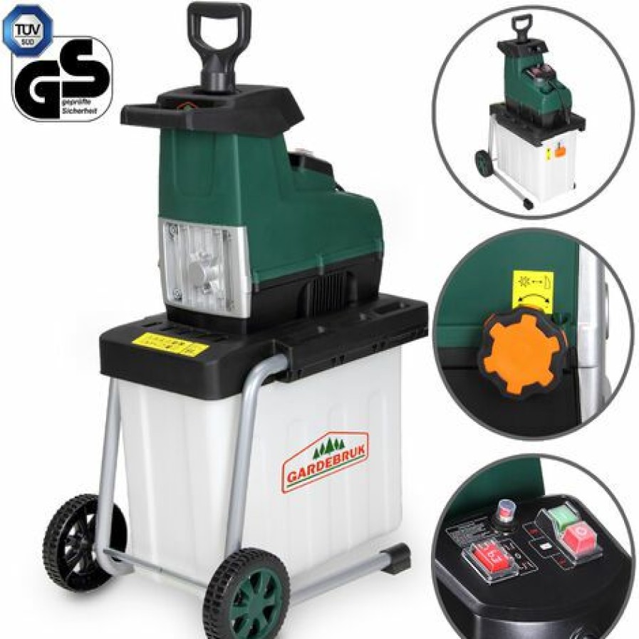 Gardebruk Leisehacksler Elektro 2800 W 45 Mm Aststarke 60L Auffangbox Gartenhacksler Walzenhacksler Schredder Hacksler Wholesale