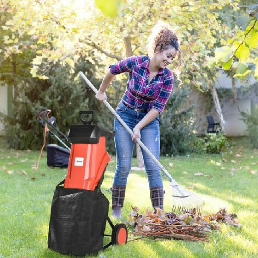 Outsunny Gartenhacksler 2500 Watt Walzenhacksler Rot+Schwarz Clearance