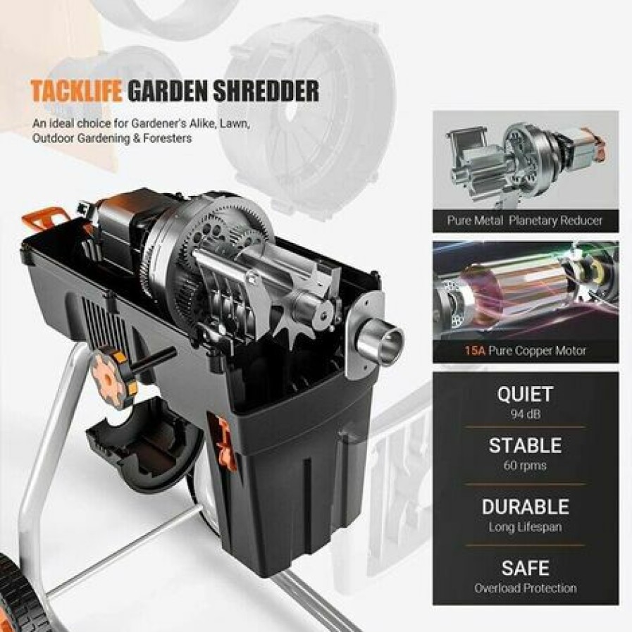 Gizcam Gartenhacksler Walzenhacksler 2800W Elektrohacksler Hacksler Schredder Gelb Online